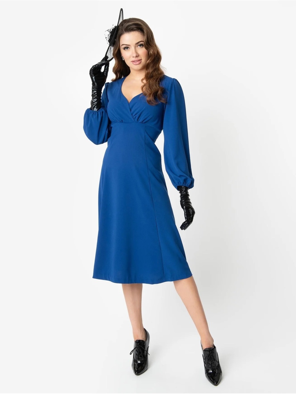 Micheline Pitt for Unique Vintage Royal Blue Swing Dress
